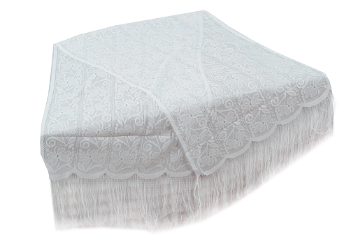 Кружевной платок на голову женский, косынка (белый)