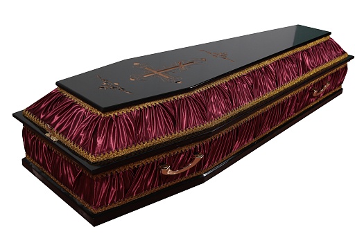 Гроб "Комбинированный" 6-х гранный темный крест