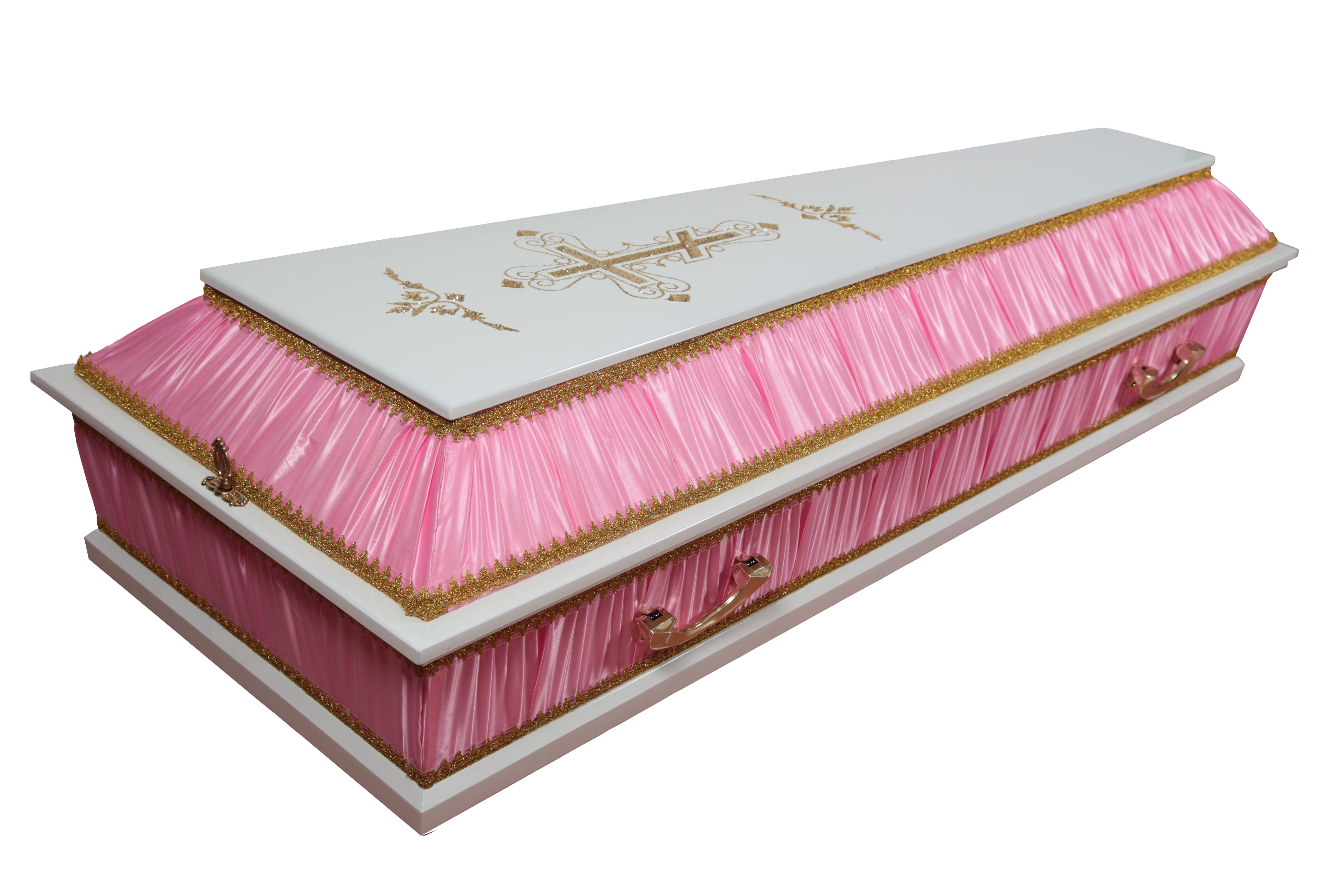 Гроб "Комбинированный" 4-х гранный белый крест